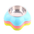 Pet Flower-shaped Dual-use 2-in-1 Pet Stainless Steel  Plastic Pet Bowl